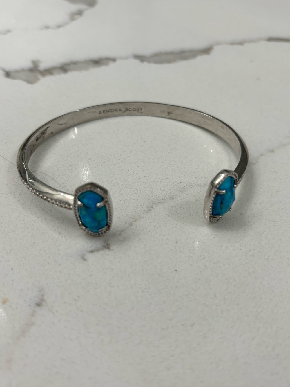 Kendra Scott Silver Cuff Bracelet with Turquoise Blue Stones